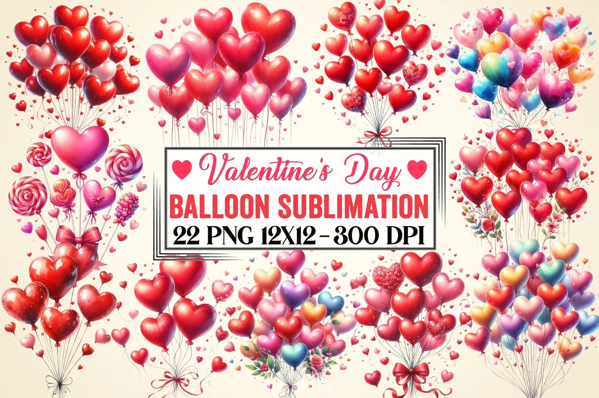 Valentine's Day Balloon Clipart Bundle - CraftNest - Digital Crafting and Art