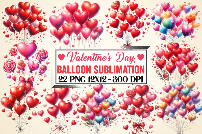 Valentine's Day Balloon Clipart Bundle - CraftNest - Digital Crafting and Art
