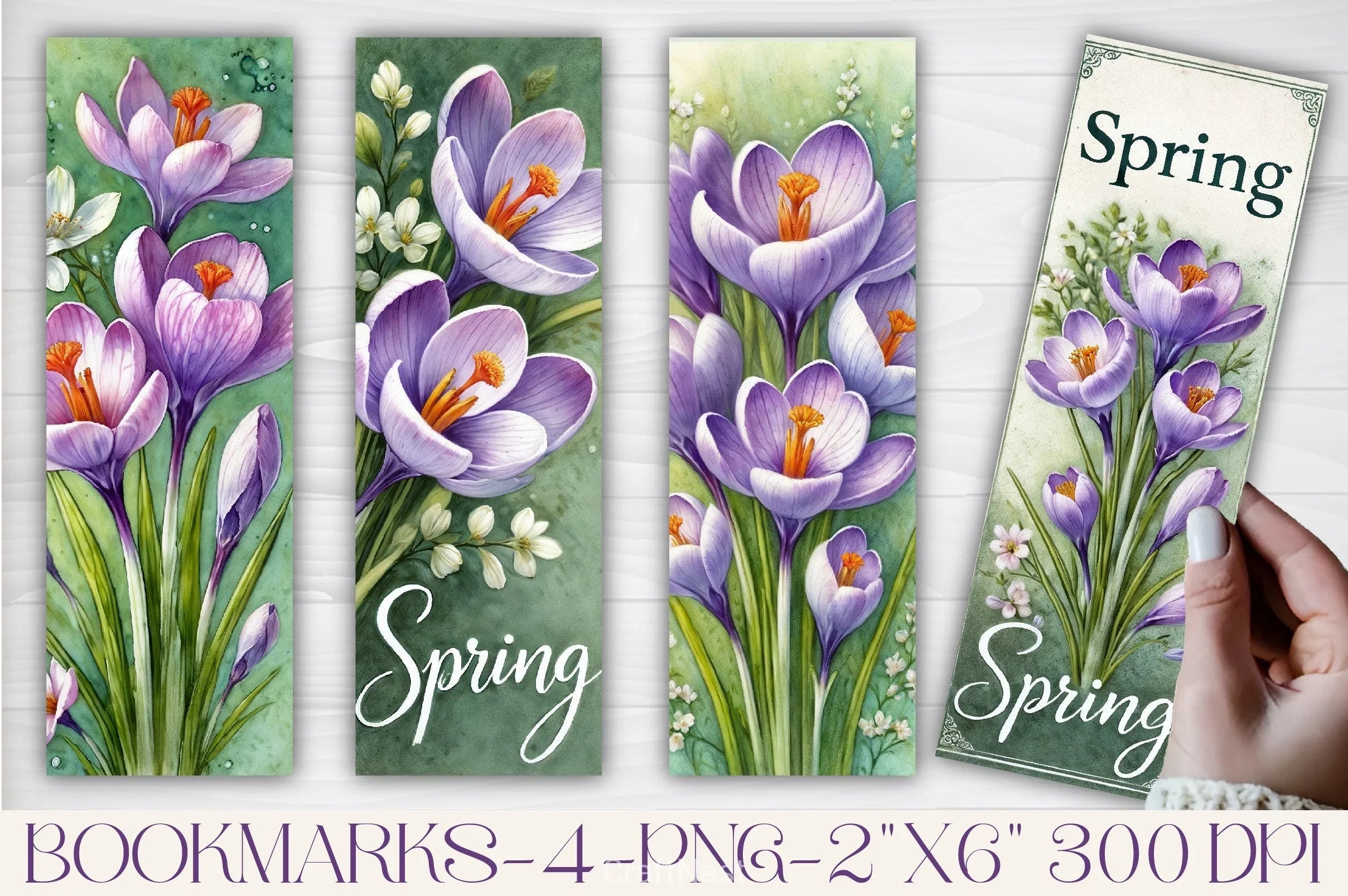 Elegant Crocus Bookmarks for Junk Journals - CraftNest - Digital Crafting and Art