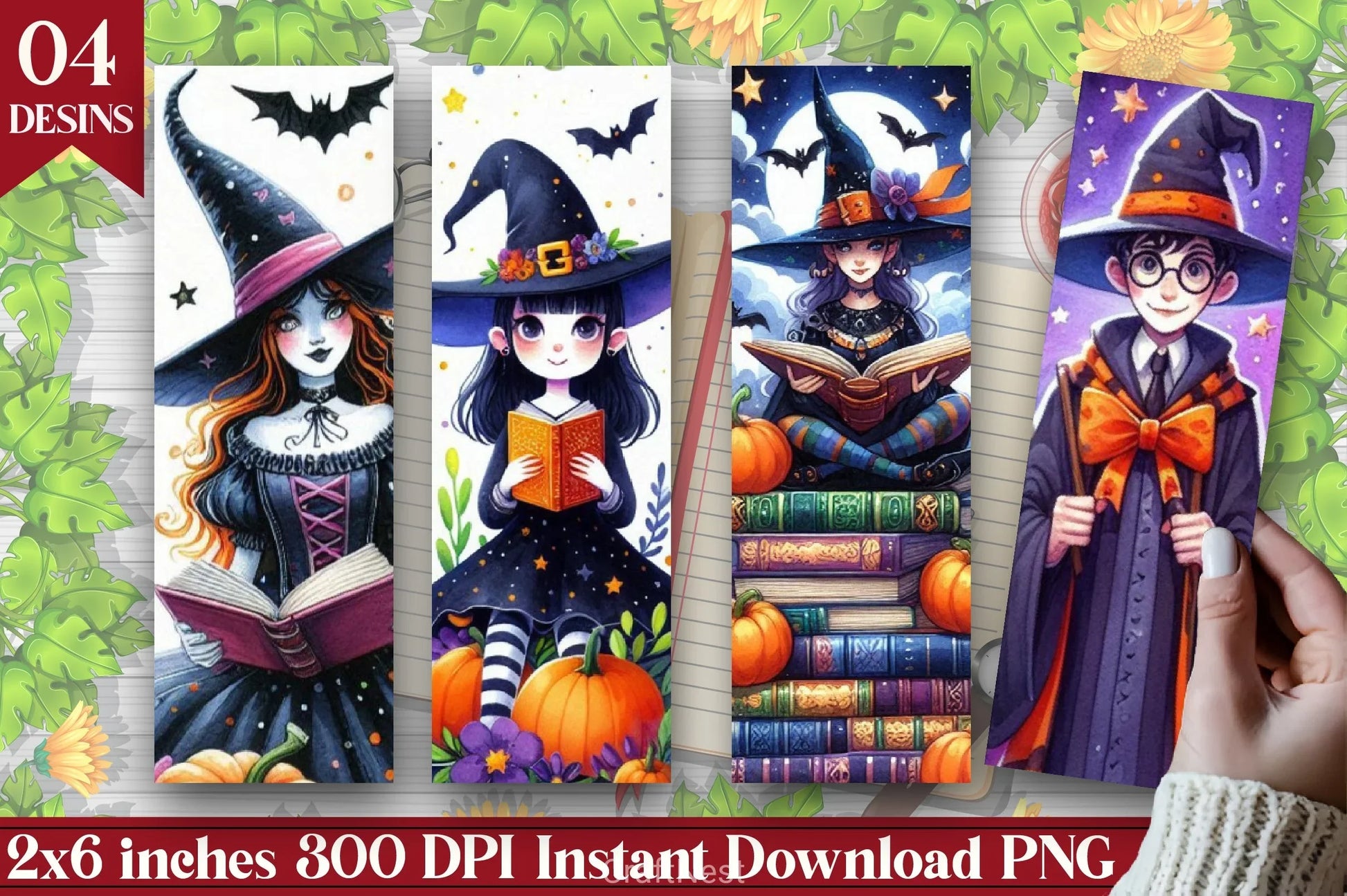 Reading Witch Bookmark Journal - CraftNest - Digital Crafting and Art