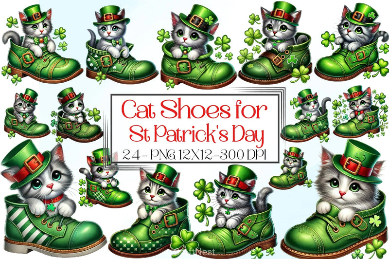 Cat Shoes St. Patrick's Day Clipart Bundle - CraftNest - Digital Crafting and Art