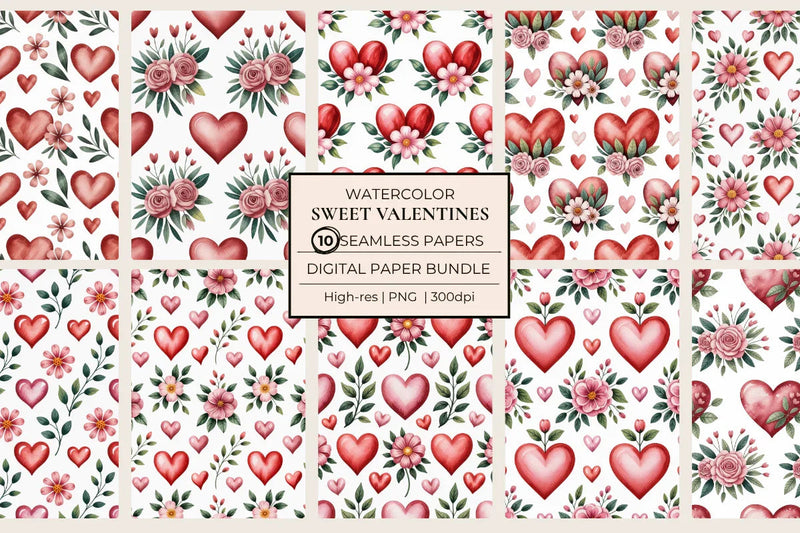 Sweet Valentines Seamless Papers - CraftNest - Digital Crafting and Art