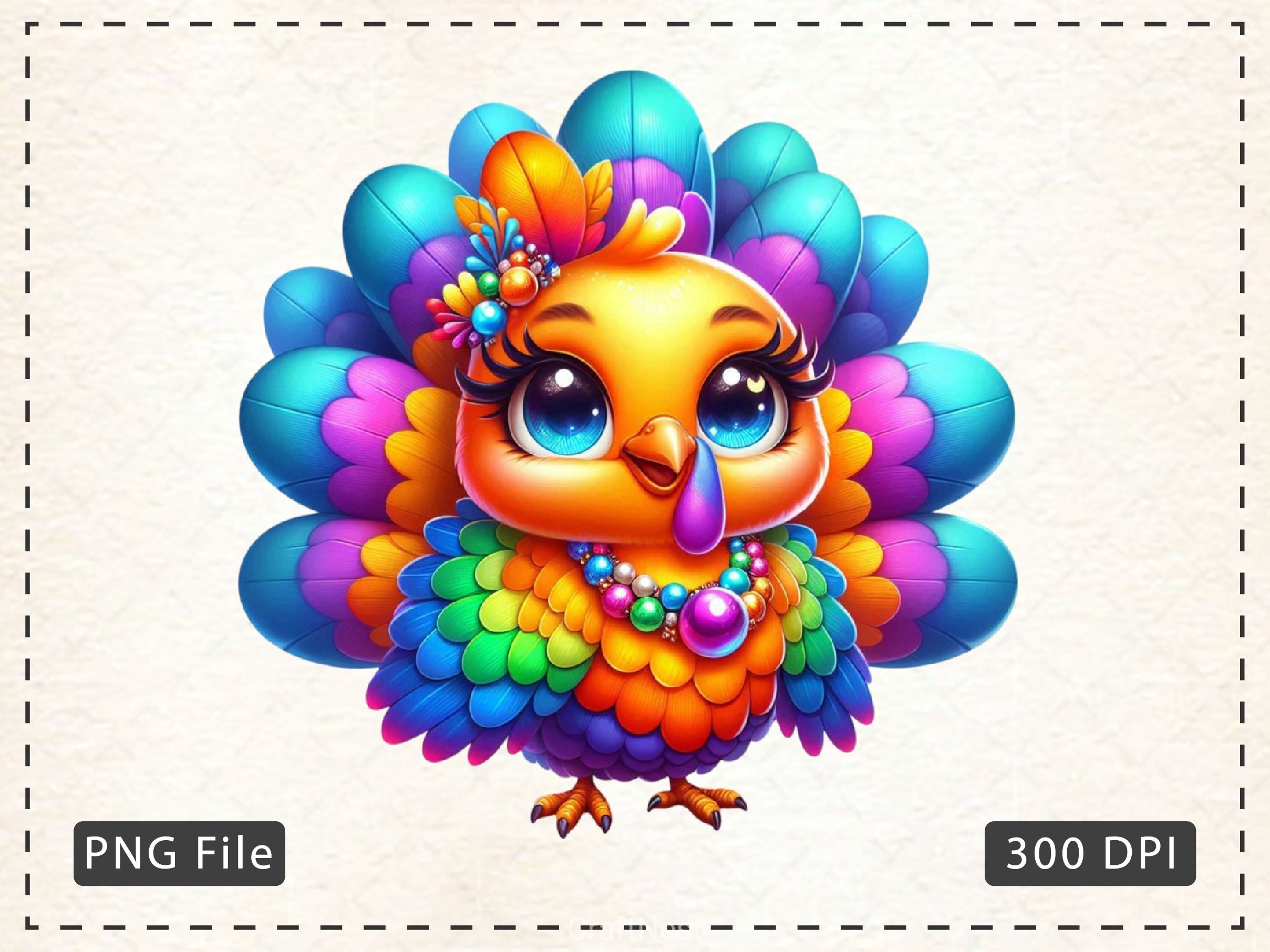 Funny Colorful Coquette Turkey Clipart Bundle