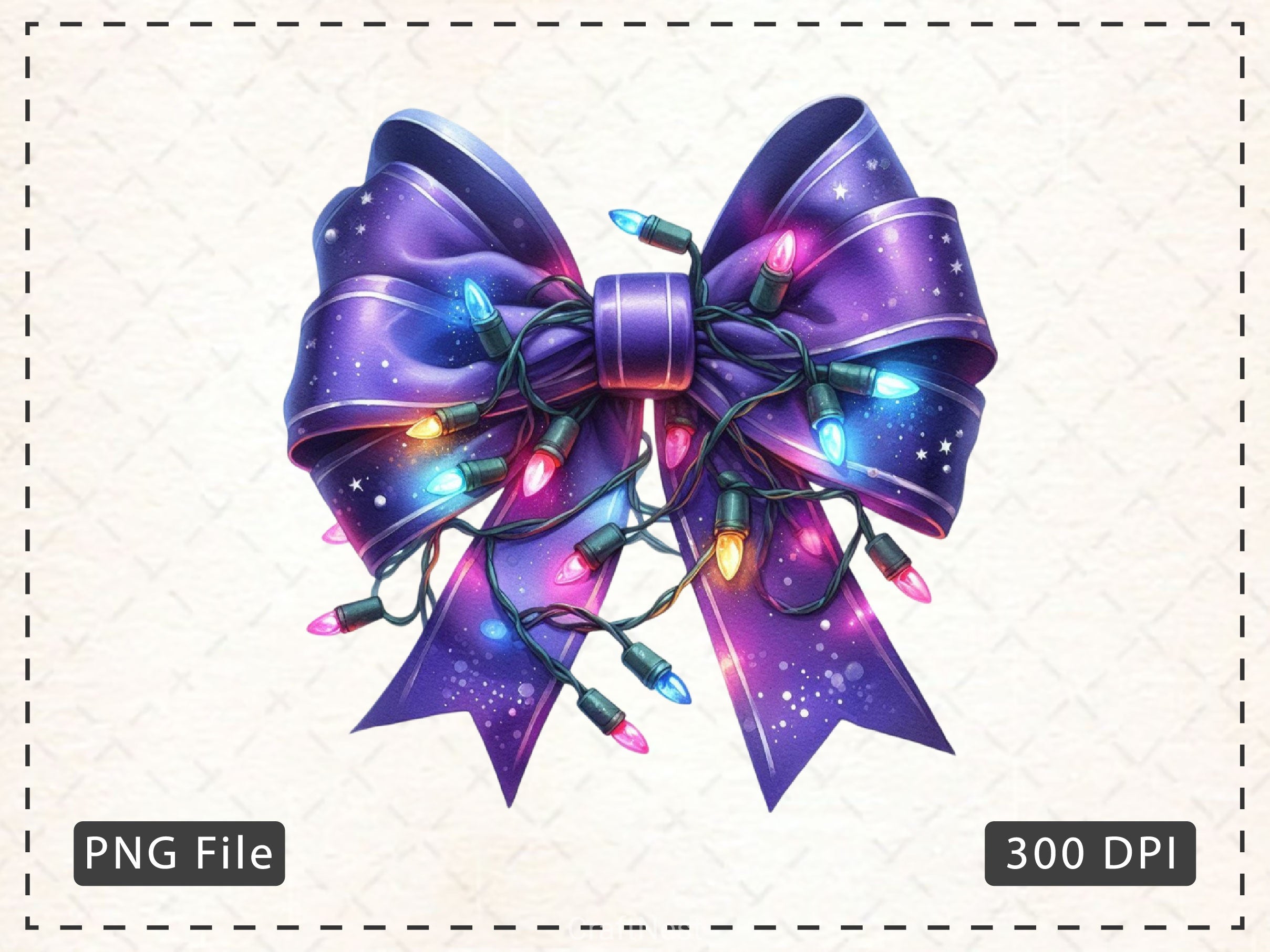 Christmas Purple Bow Clipart Bundle