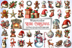 Retro Christmas Clipart Bundle 6 - CraftNest - Digital Crafting and Art