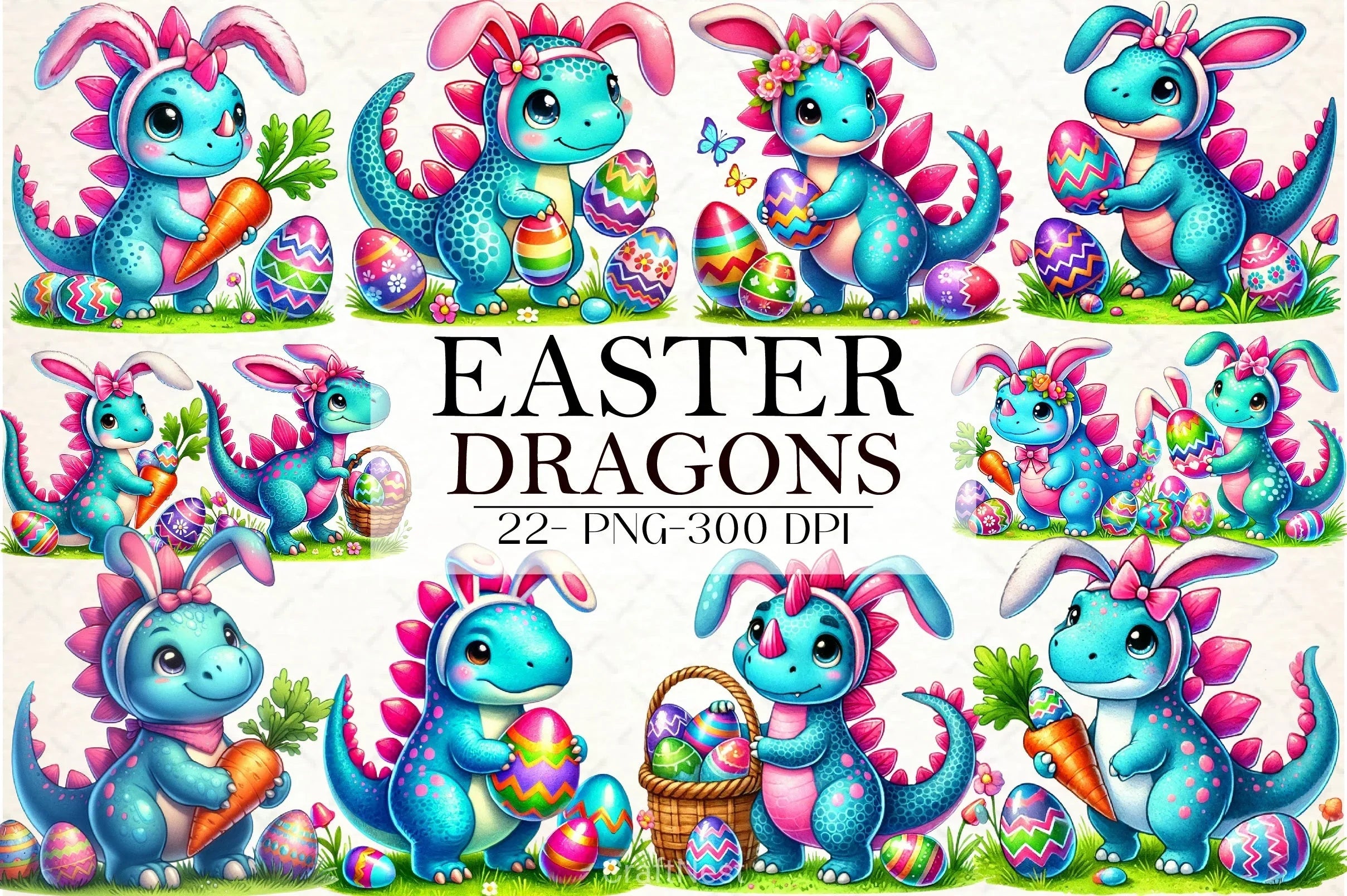 Easter Dragons Clipart Bundle - CraftNest - Digital Crafting and Art