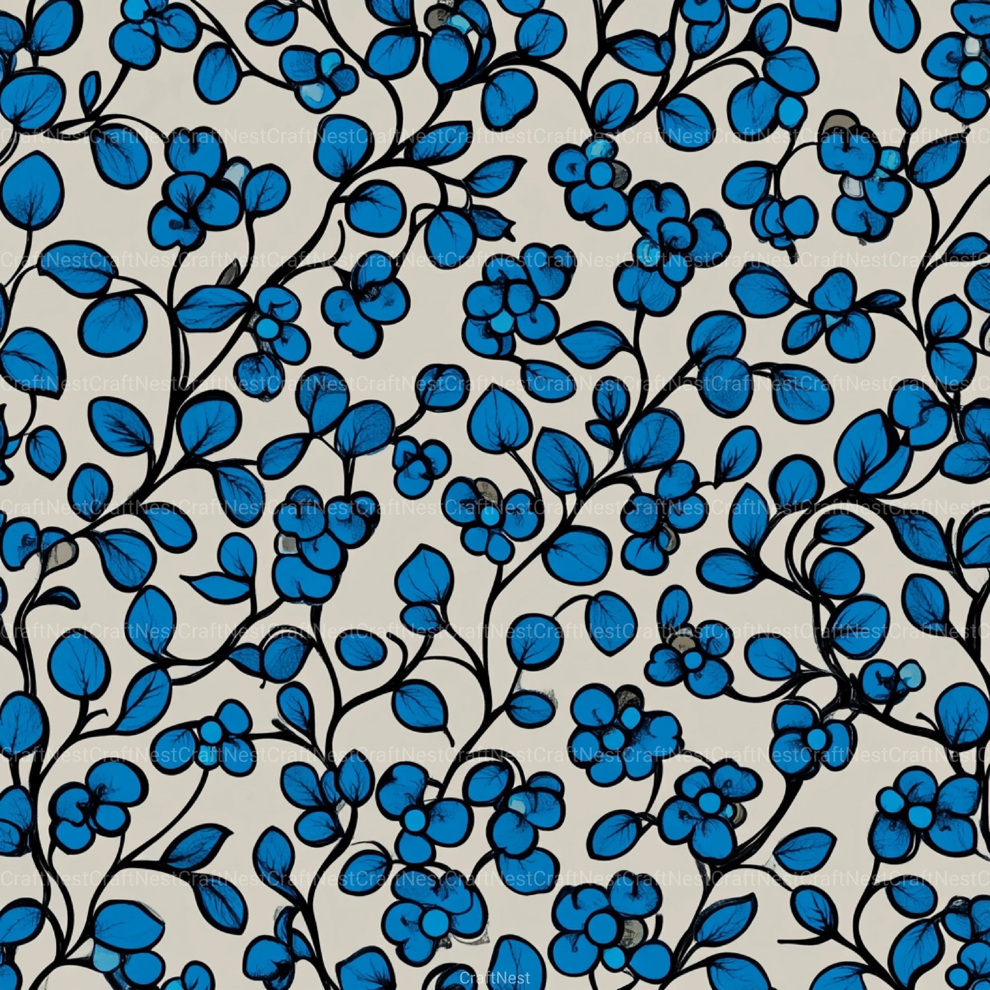 Blueberry Seamless Pattern Papers Digital - CraftNest - Digital Crafting and Art