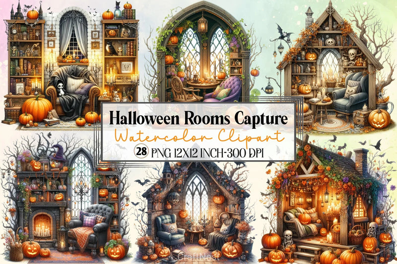 Halloween Rooms Clipart Bundle - CraftNest - Digital Crafting and Art