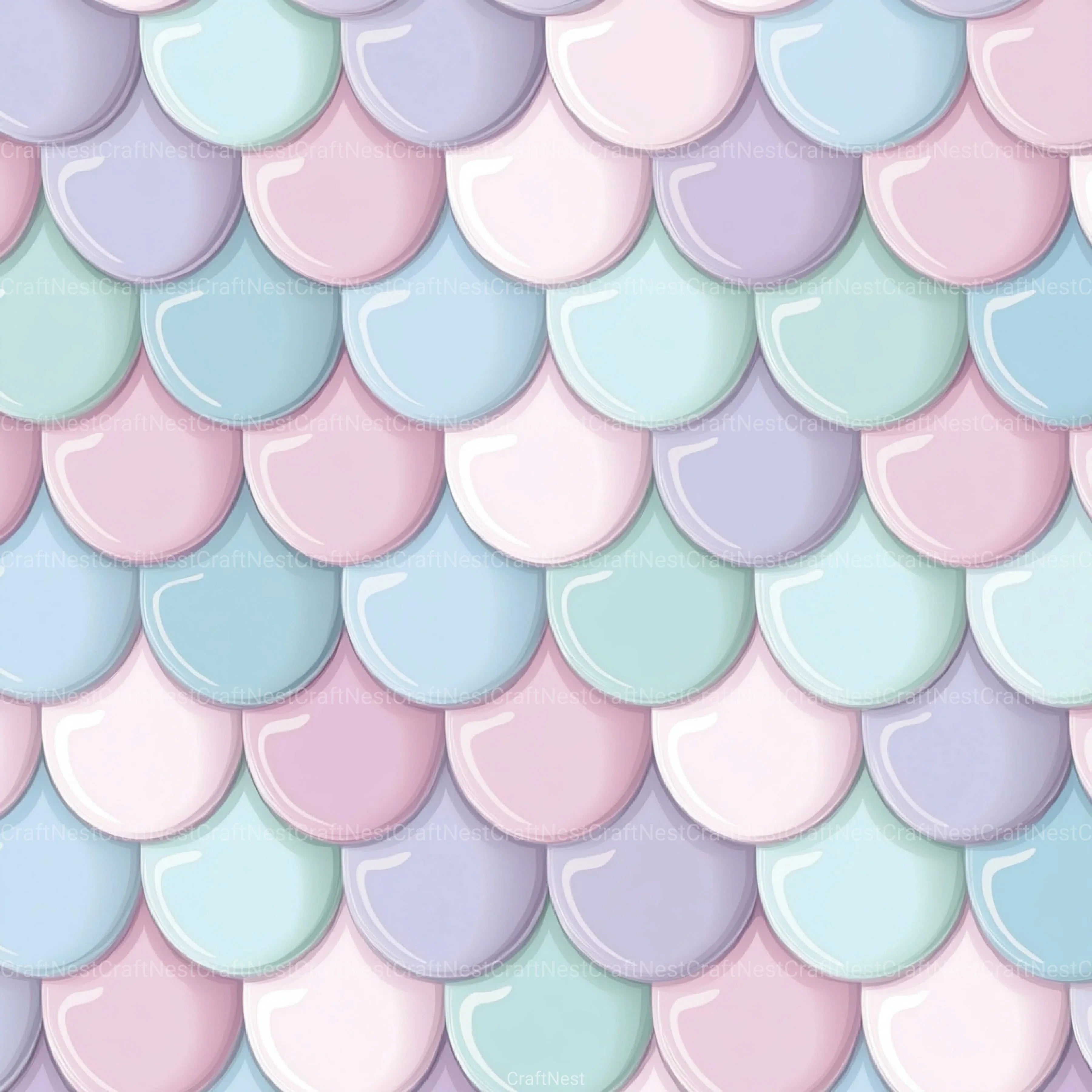 Seamless Pastel Mermaid Scales Pattern Digital Paper - CraftNest - Digital Crafting and Art