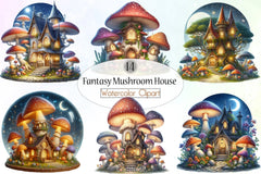 Fantasy Mushroom House Clipart Bundle - CraftNest - Digital Crafting and Art