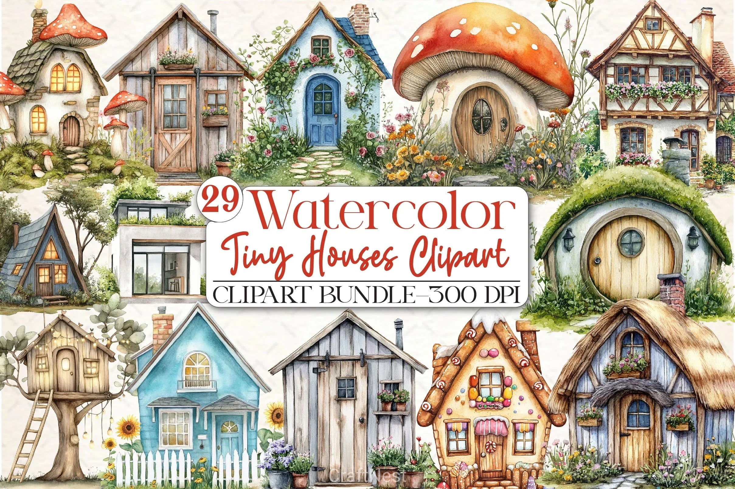 Tiny Houses Clipart Bundle - CraftNest - Digital Crafting and Art