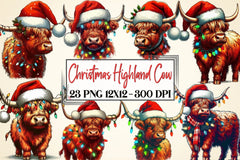 Christmas Highland Cow Clipart Bundle - CraftNest - Digital Crafting and Art