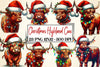 Christmas Highland Cow Clipart Bundle