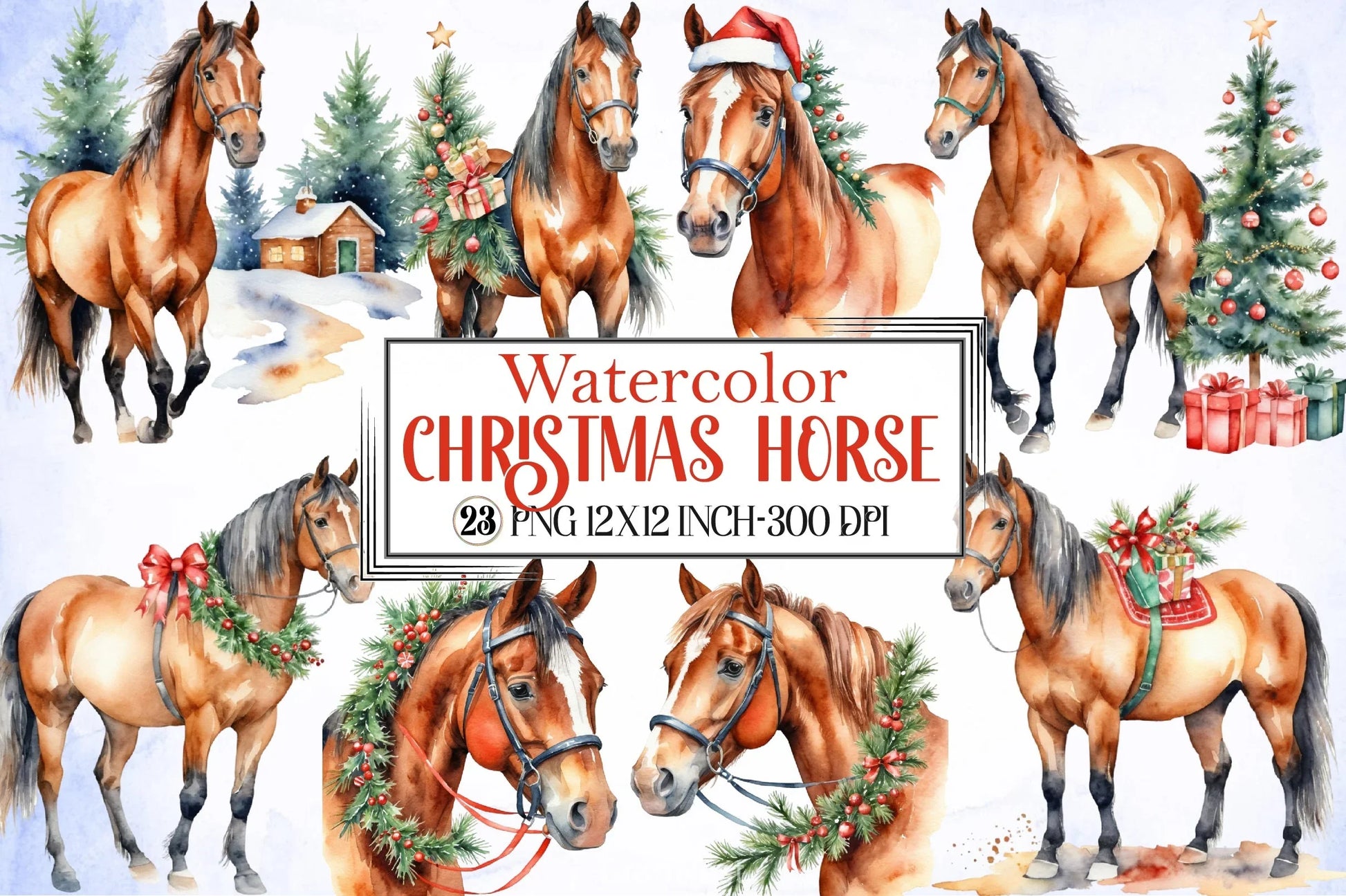 Christmas Horse Clipart Bundle - CraftNest - Digital Crafting and Art