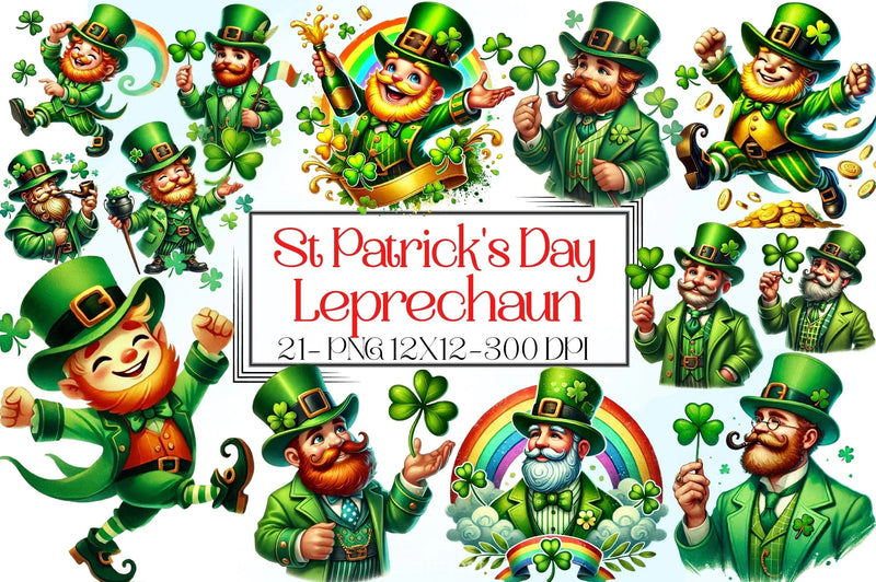 St. Patrick's Day Leprechaun Clipart Bundle - CraftNest - Digital Crafting and Art