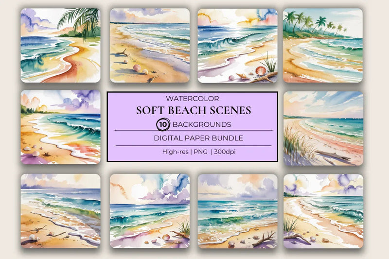 Beach Scenes Background Papers - CraftNest - Digital Crafting and Art