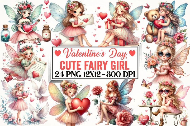 Valentine Fairy Girl Clipart Bundle - CraftNest - Digital Crafting and Art