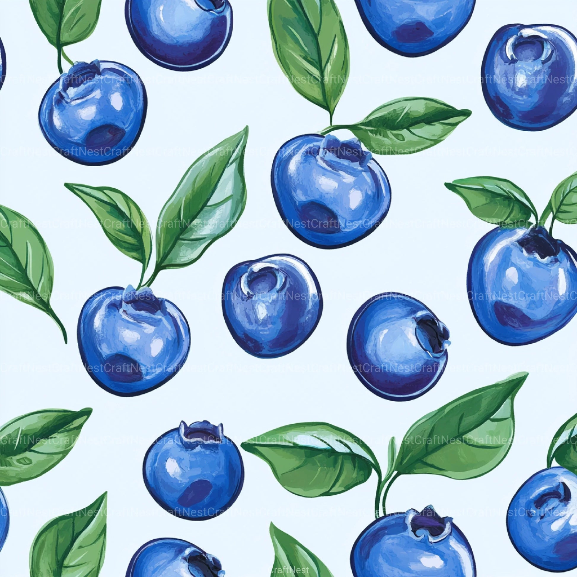 Blueberry Seamless Pattern Papers Digital - CraftNest - Digital Crafting and Art