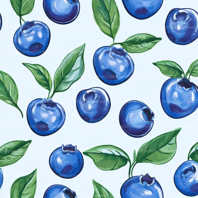 Blueberry Seamless Pattern Papers Digital - CraftNest - Digital Crafting and Art