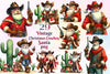 Vintage Christmas Cowboy Santa Clipart Bundle 2