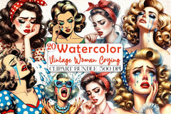 Vintage Crying Woman Clipart Bundle - CraftNest - Digital Crafting and Art