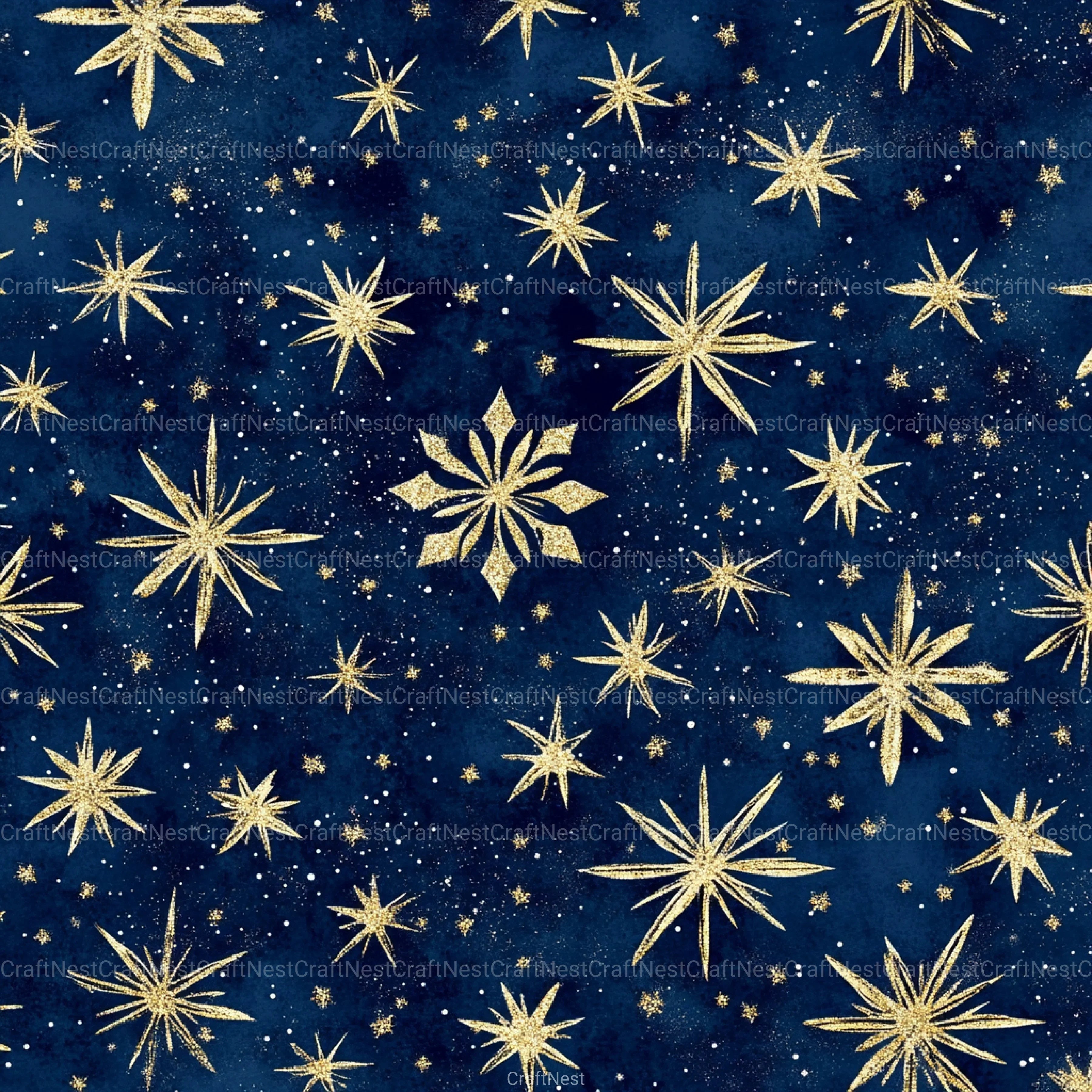 Stars & Snowflakes Winter Glitter Clipart Bundle - CraftNest - Digital Crafting and Art