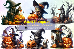 Halloween Witch Pumpkin Clipart Bundle - CraftNest - Digital Crafting and Art