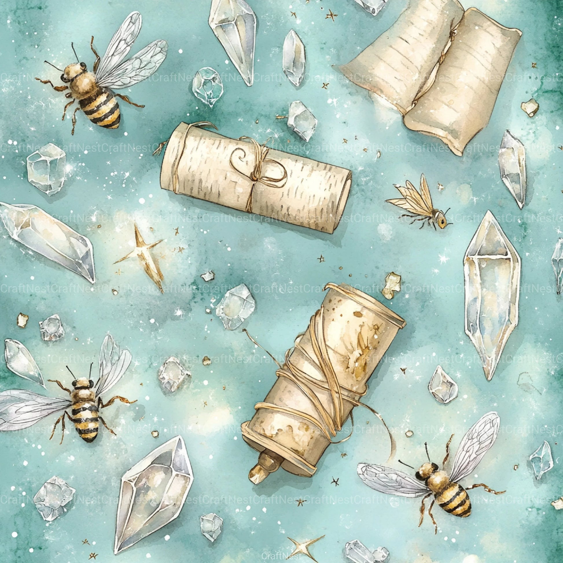 Princess Bee Digital Paper - CraftNest - Digital Crafting and Art