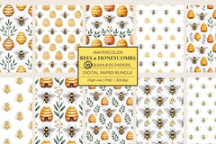 Bees & Honeycombs Seamless Papers - CraftNest - Digital Crafting and Art