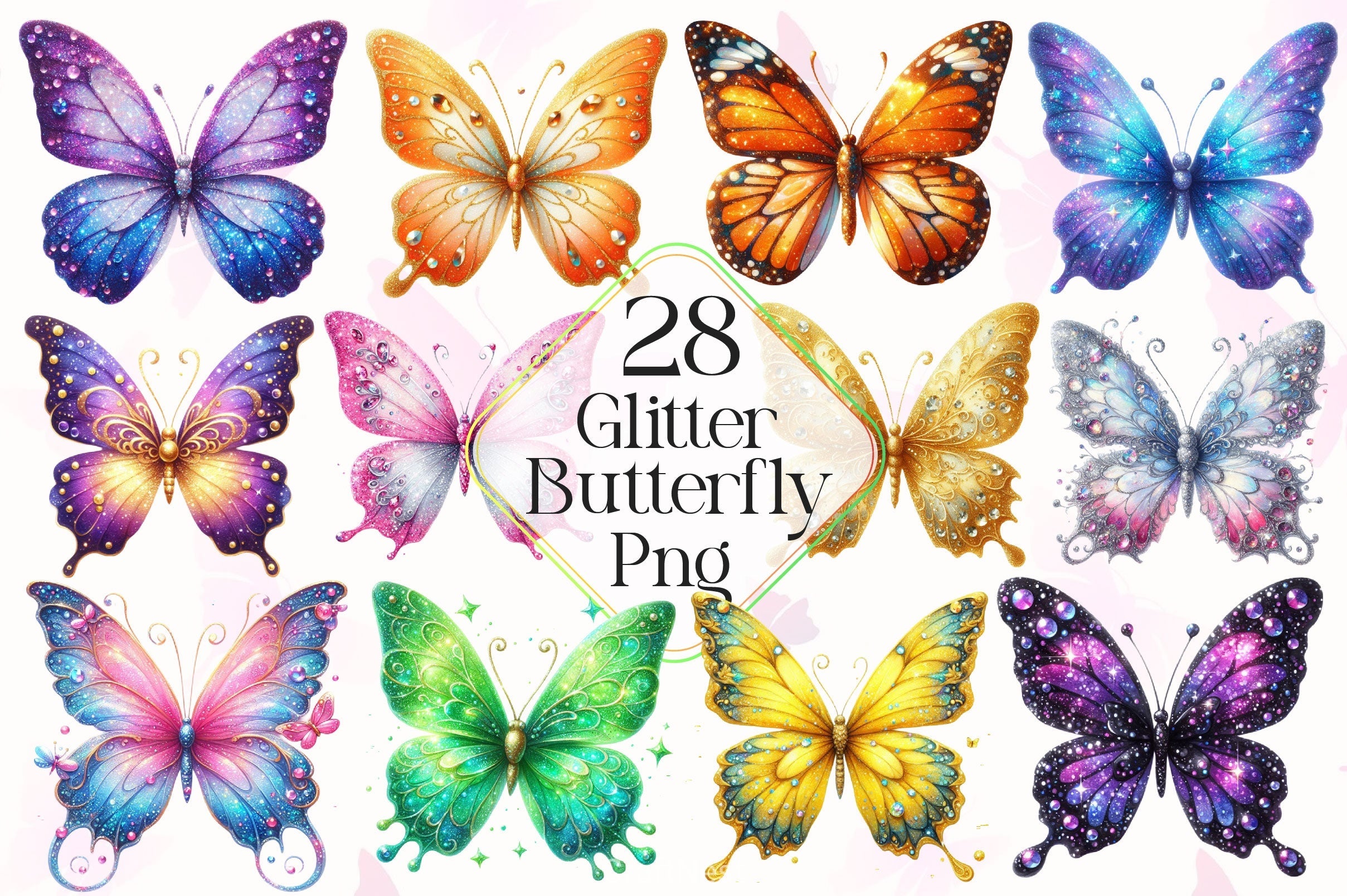 Glitter Butterfly Clipart Bundle 4