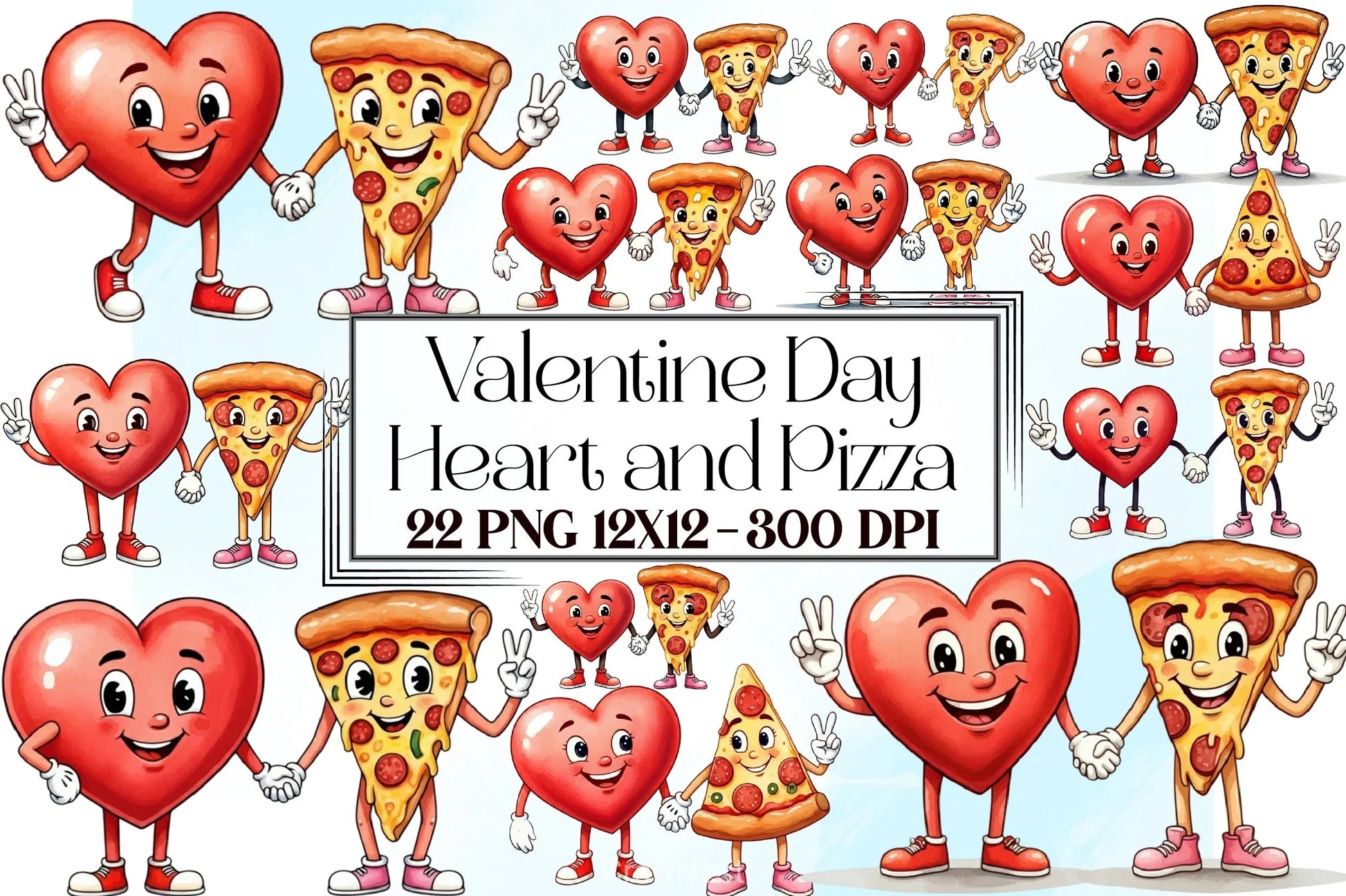 Heart & Pizza Valentine Clipart Bundle - CraftNest - Digital Crafting and Art