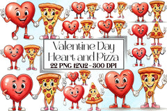 Heart & Pizza Valentine Clipart Bundle - CraftNest - Digital Crafting and Art