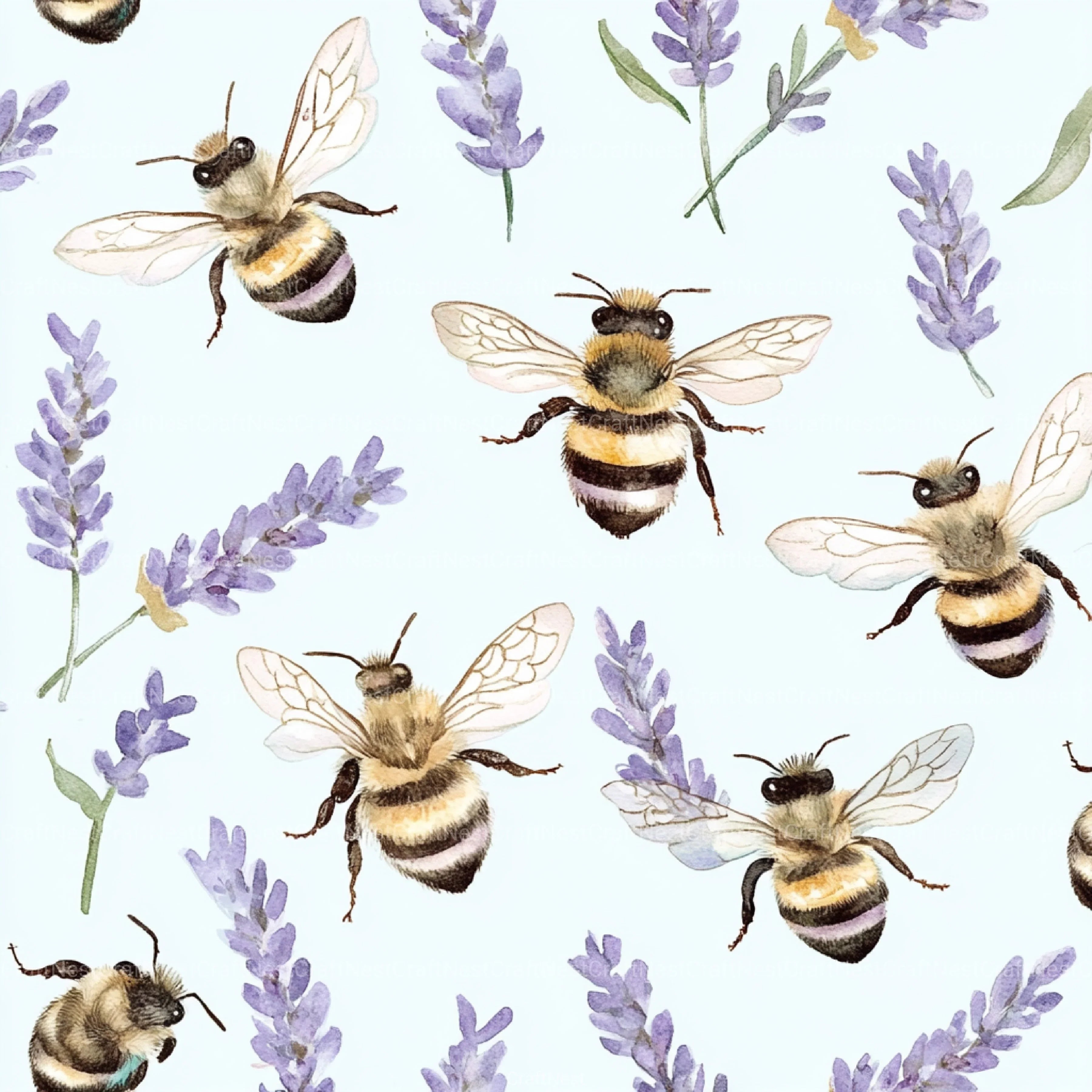 Lovely Bee Digital Paper - CraftNest - Digital Crafting and Art