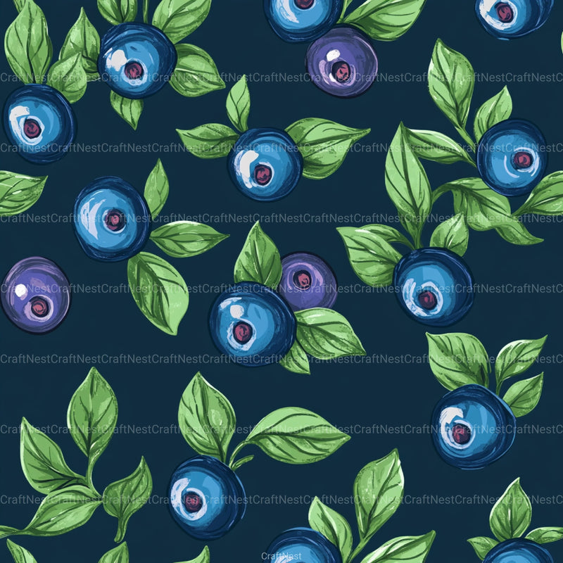 Blueberry Seamless Pattern Papers Digital - CraftNest - Digital Crafting and Art