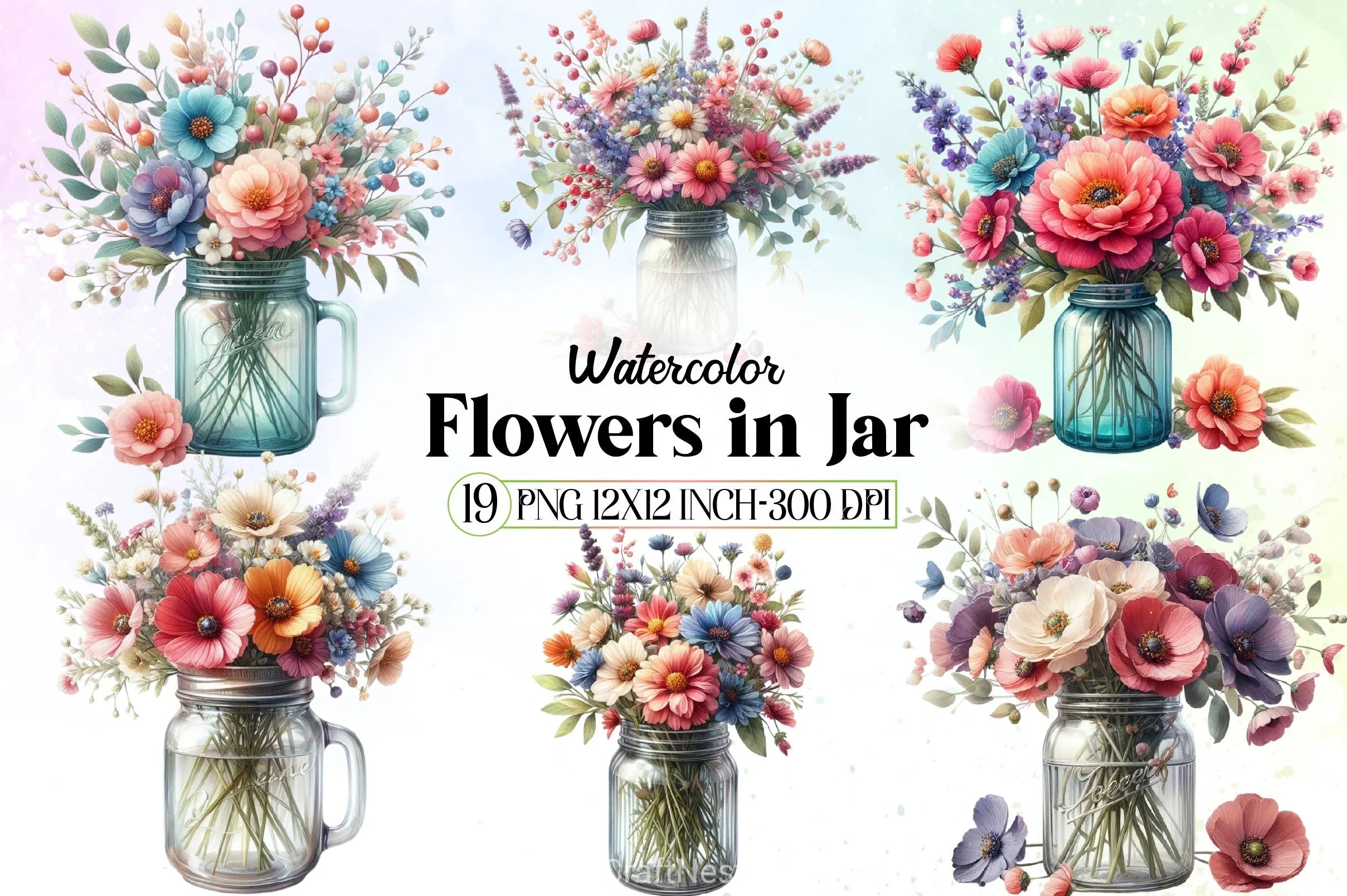 Flowers in Jar Clipart Bundle - CraftNest - Digital Crafting and Art