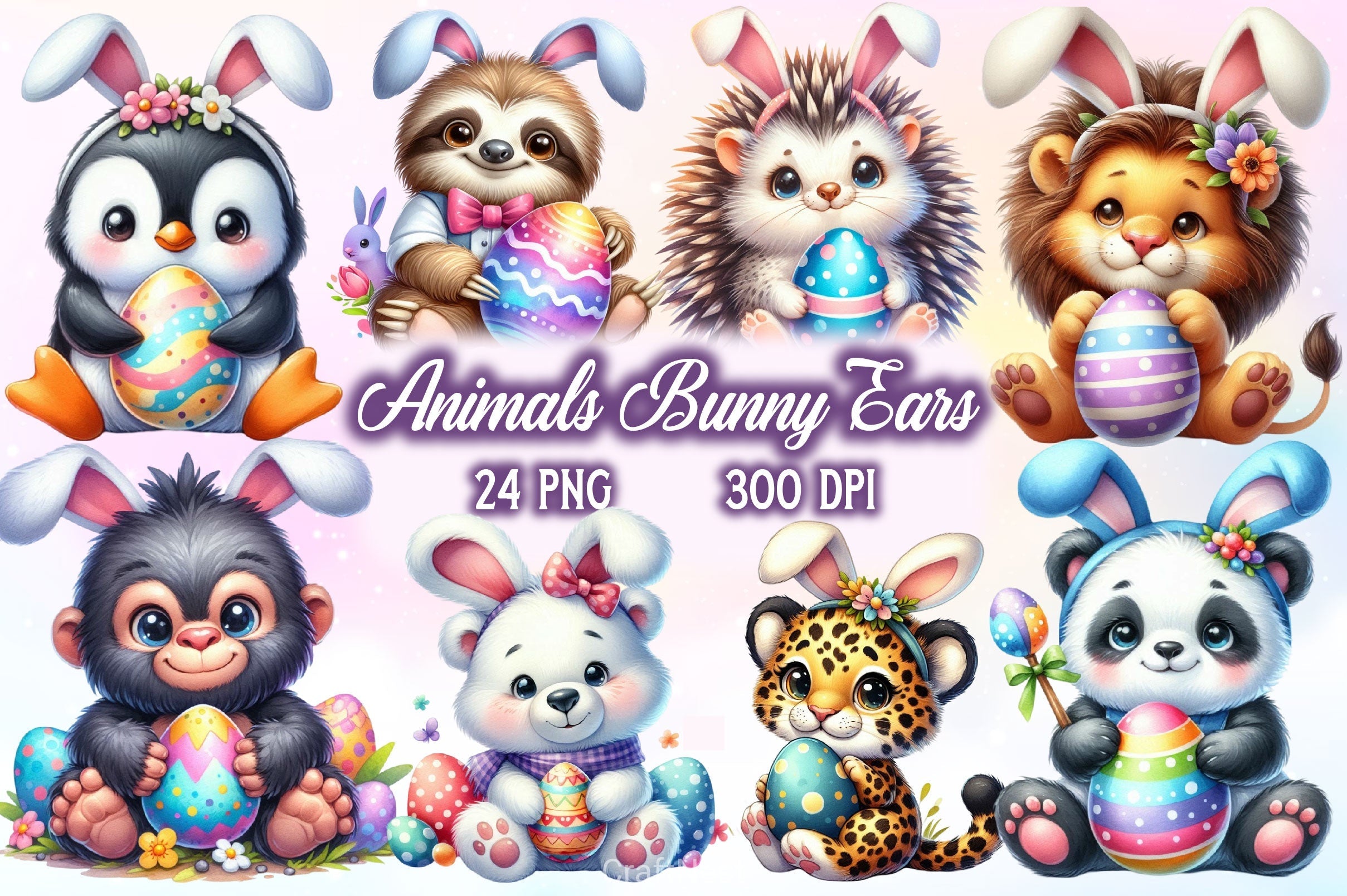 Animals With Bunny Ears Clipart Bundle