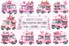 Pink Valentine Food Truck Clipart Bundle