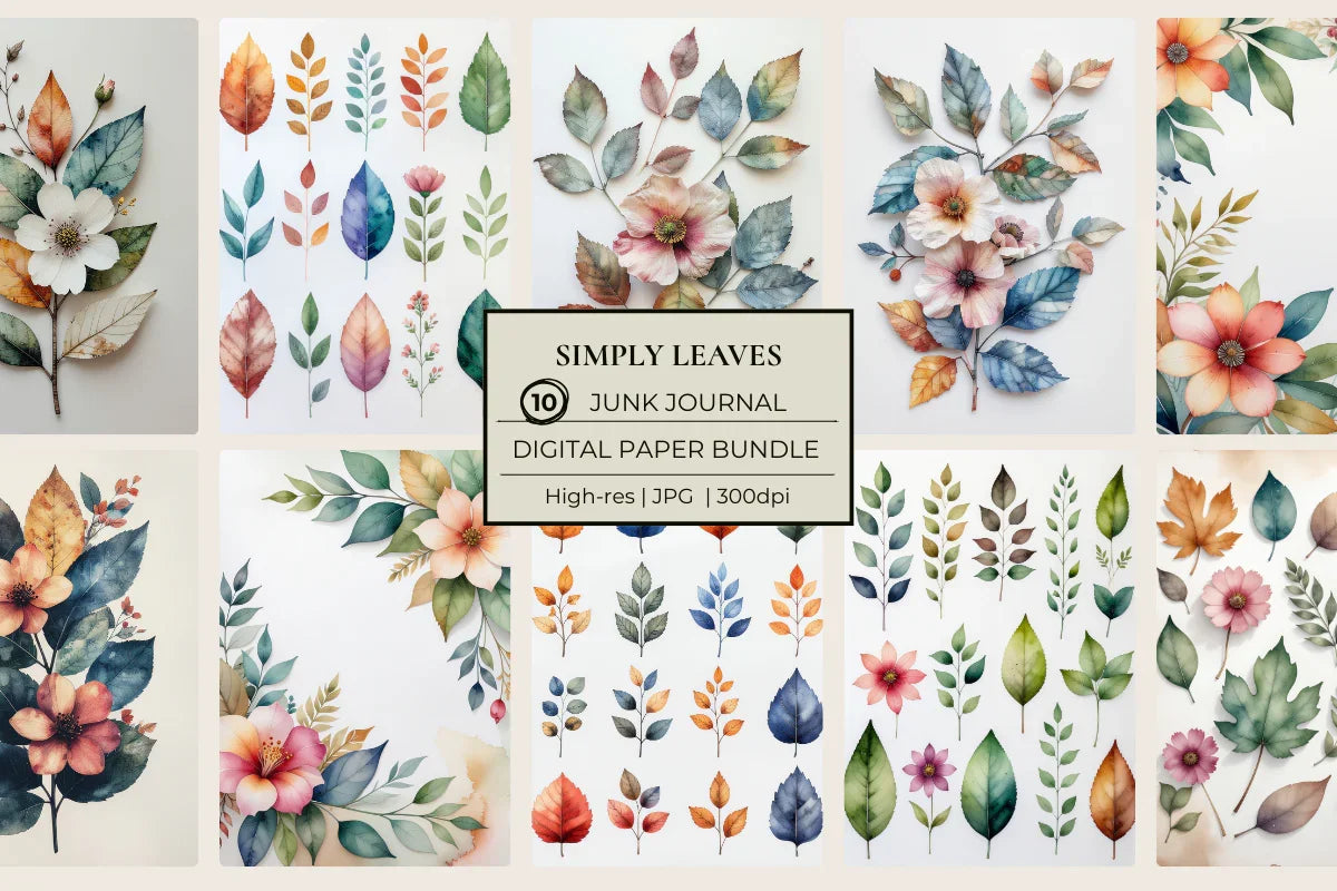 Simply Leaves Junk Journal Papers - CraftNest - Digital Crafting and Art