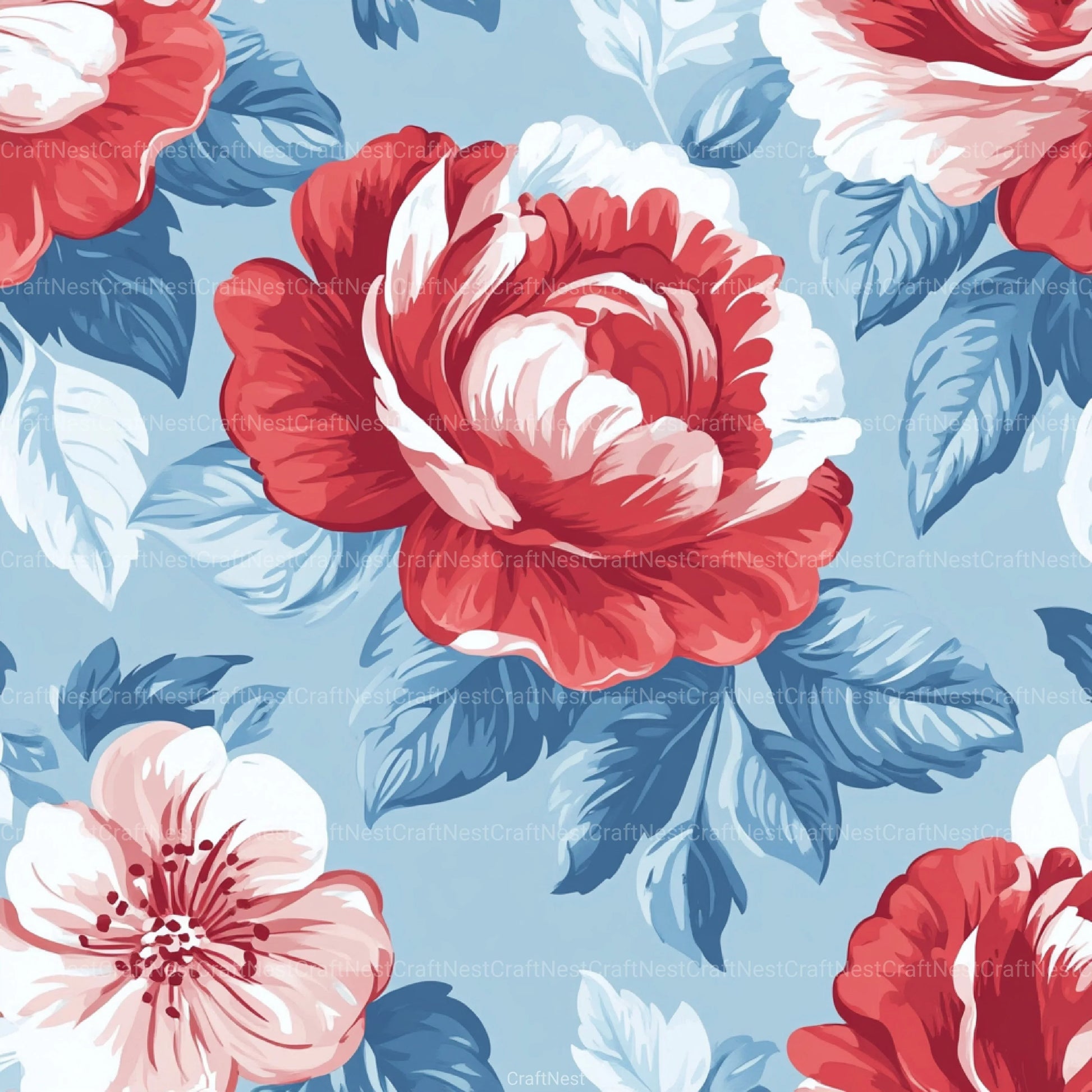 Shabby Chic Flowers Seamless Patterns Digital Paper - CraftNest - Digital Crafting and Art