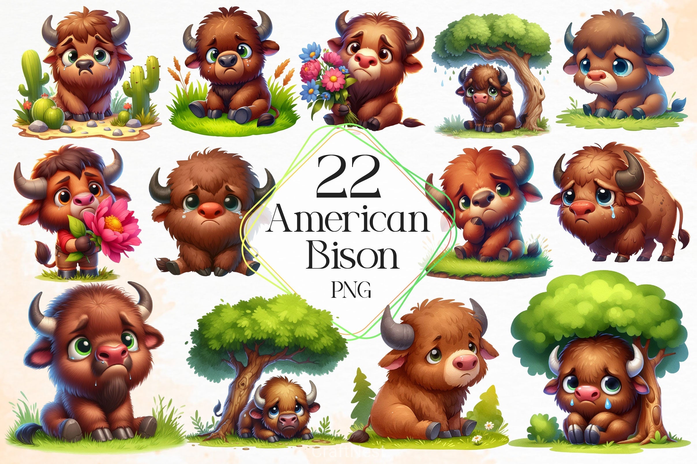 American Bison Clipart Bundle