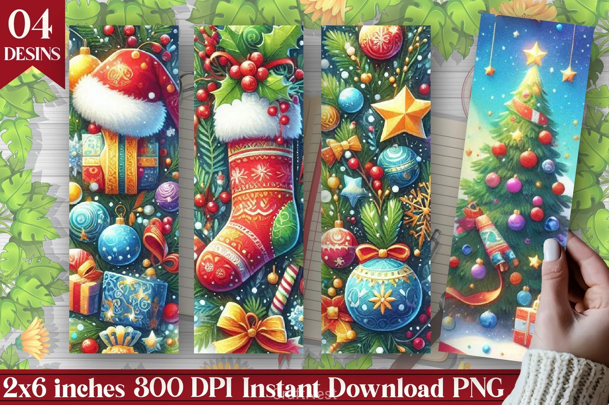 Retro Christmas Bookmark Journal - CraftNest - Digital Crafting and Art