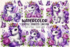Purple Princess Unicorn Clipart Bundle