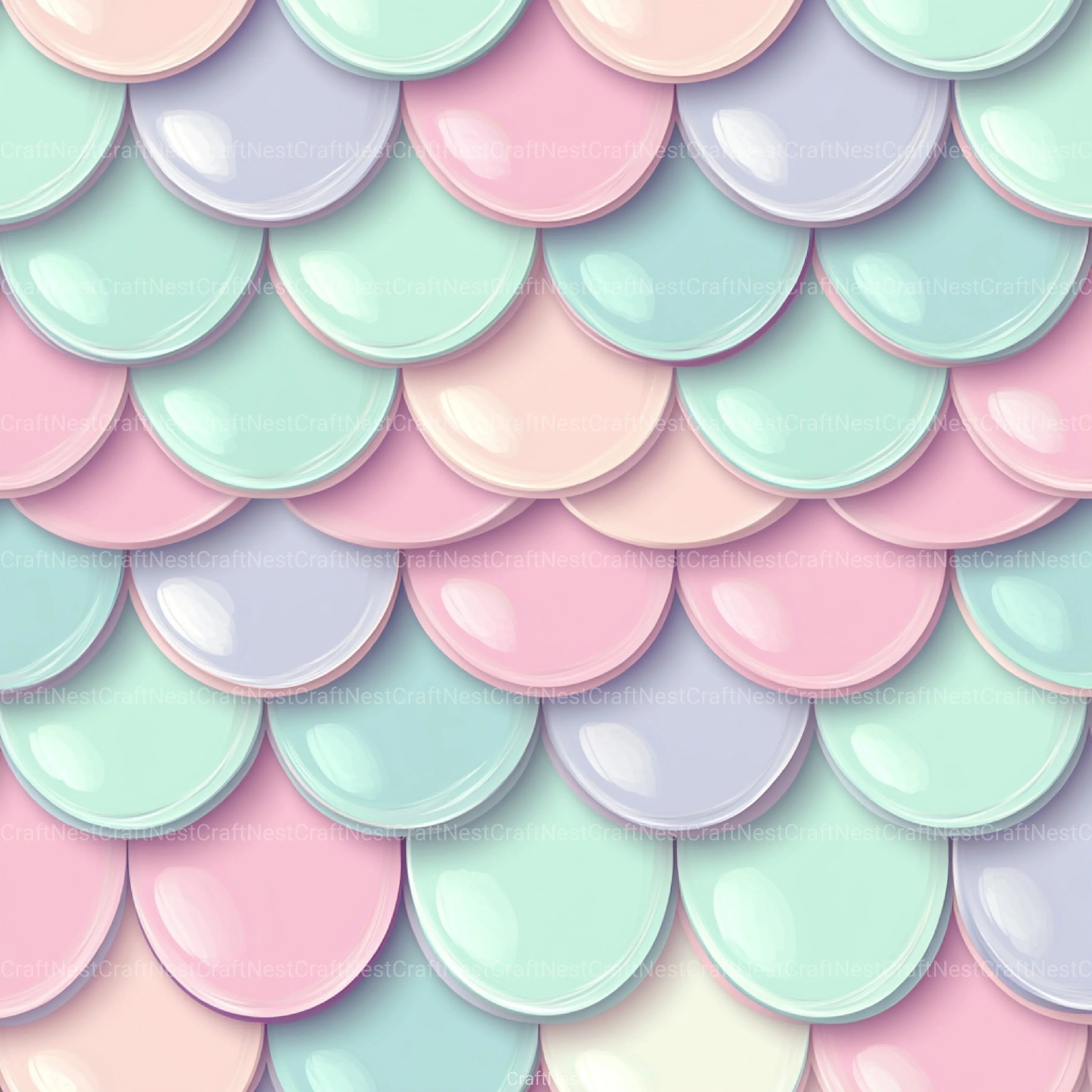 Seamless Pastel Mermaid Scales Pattern Digital Paper - CraftNest - Digital Crafting and Art