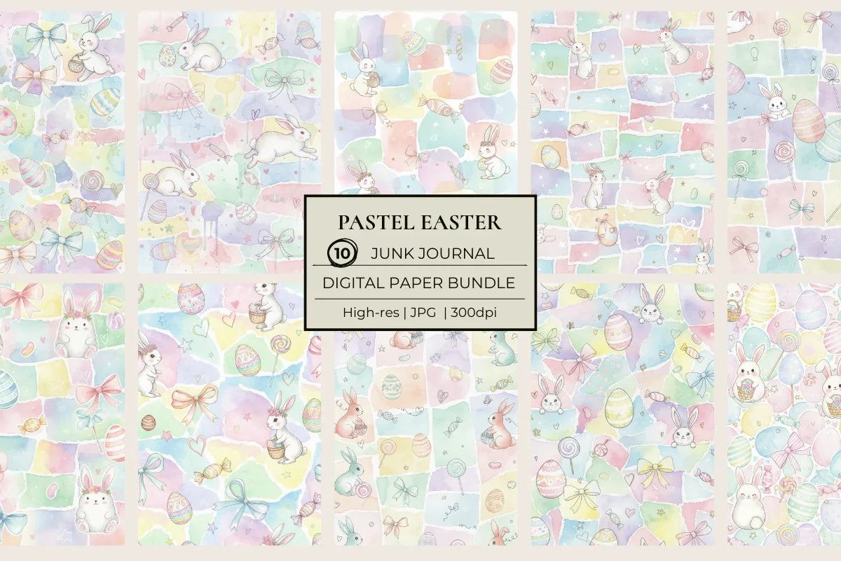 Pastel Easter Junk Journal Papers - CraftNest - Digital Crafting and Art
