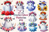 Crochet Ghost Patterns Clipart Bundle 2