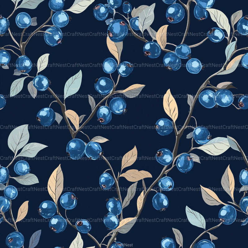 Blueberry Seamless Pattern Papers Digital - CraftNest - Digital Crafting and Art