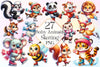 Baby Animals Skating Clipart Bundle 2