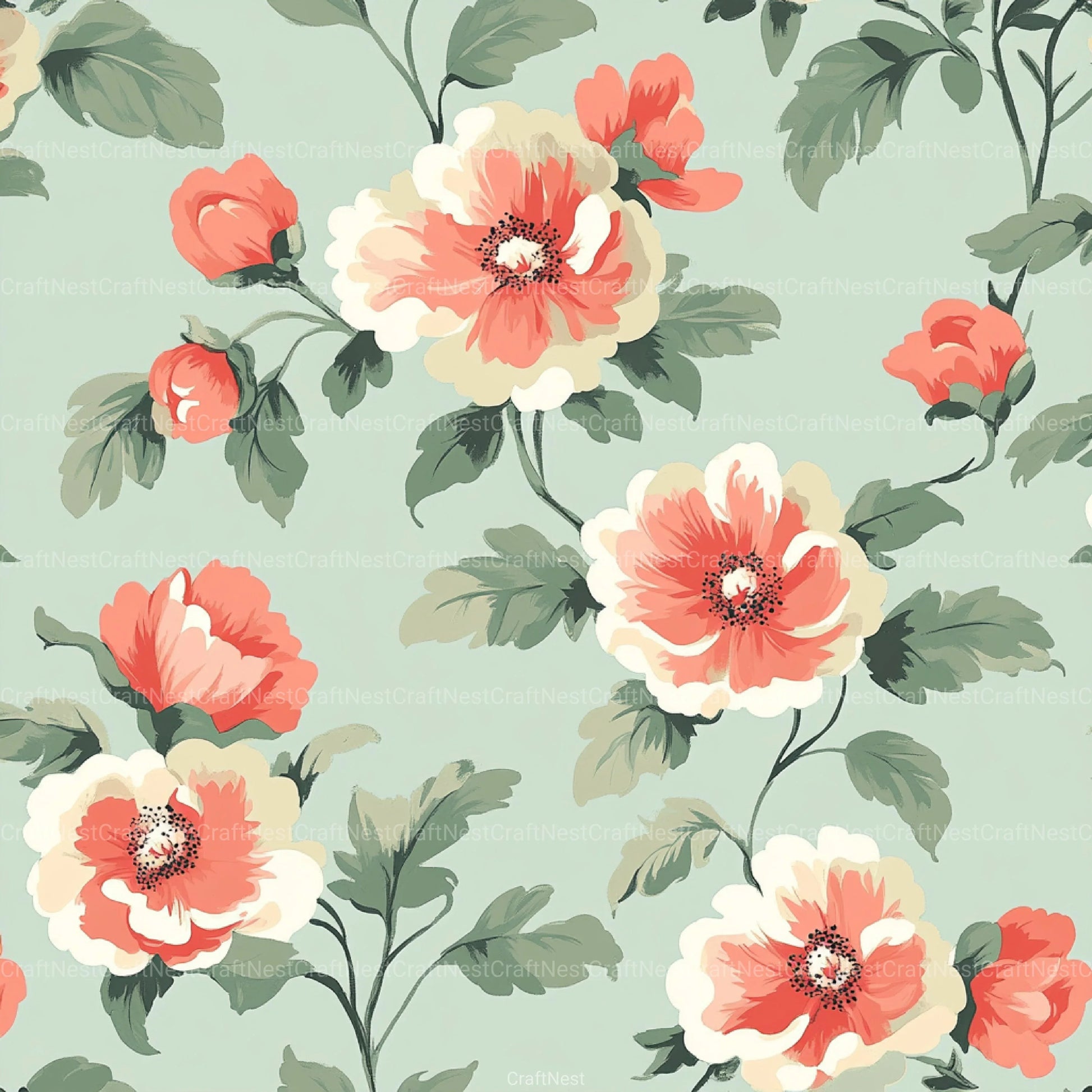Shabby Chic Flowers Seamless Patterns Digital Paper - CraftNest - Digital Crafting and Art
