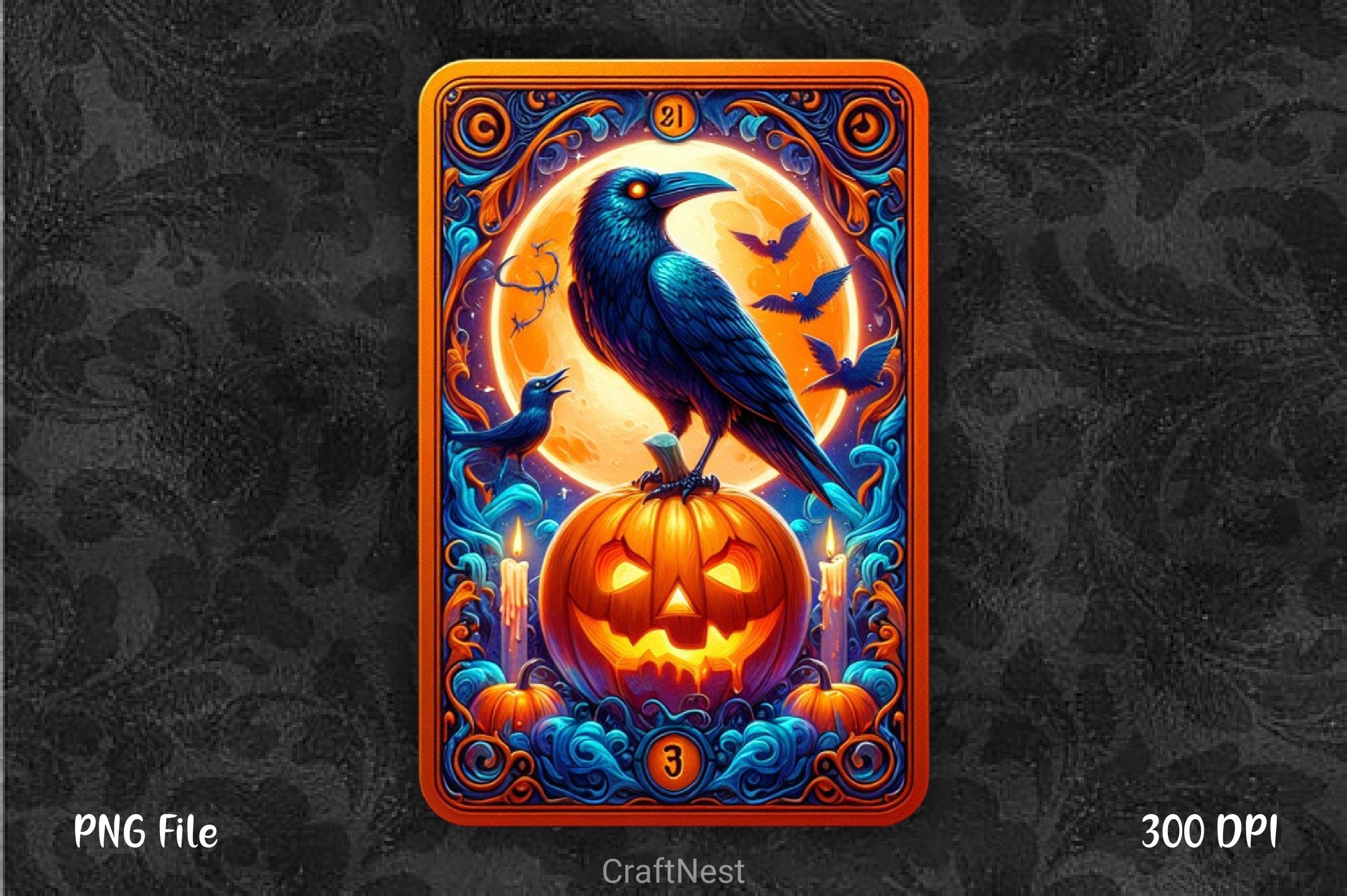 Raven Bird Tarot Card Clipart Bundle 16