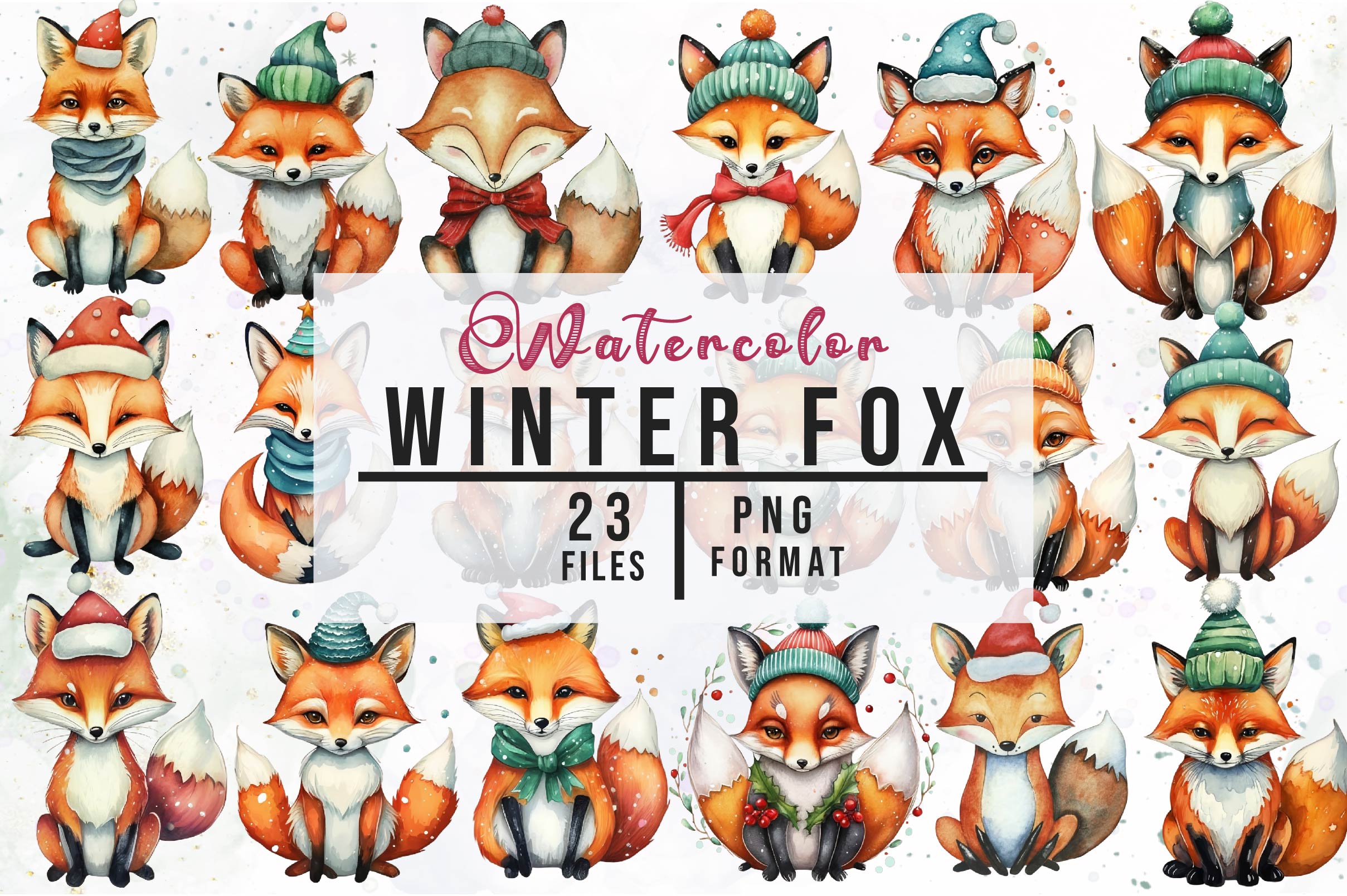 Winter Fox Clipart Bundle